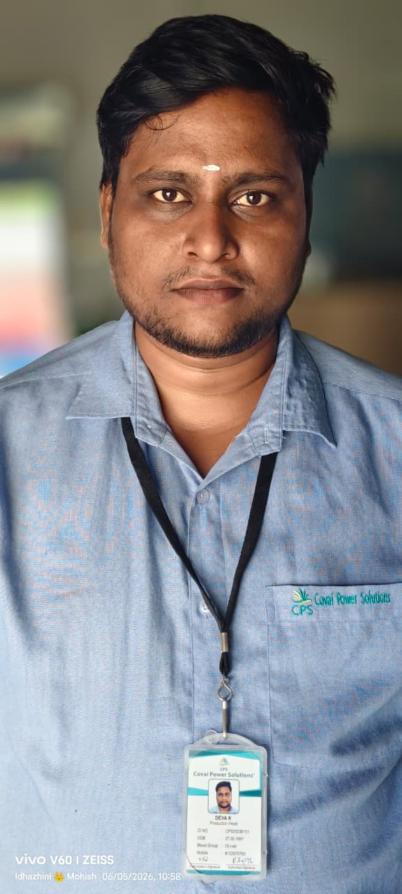 Production Head at Best Power Equipment Manufacturer in Tamil Nadu